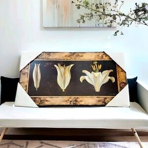 NWT F. De Villeneuve Awakening Lily Frame Matted Art Print Wall Hanging Art